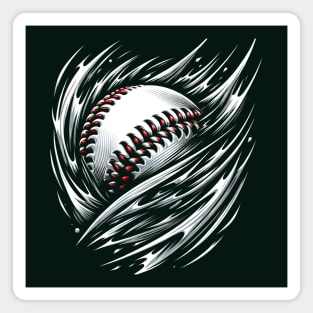 High-Speed Heater: Dynamic Baseball Swirl Tee Magnet